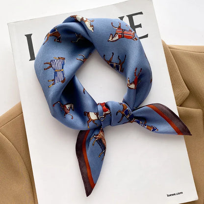 Damen Seidenschal bedruckt Frühling Halstuch Kopftuch Haarband Hijab Bandana