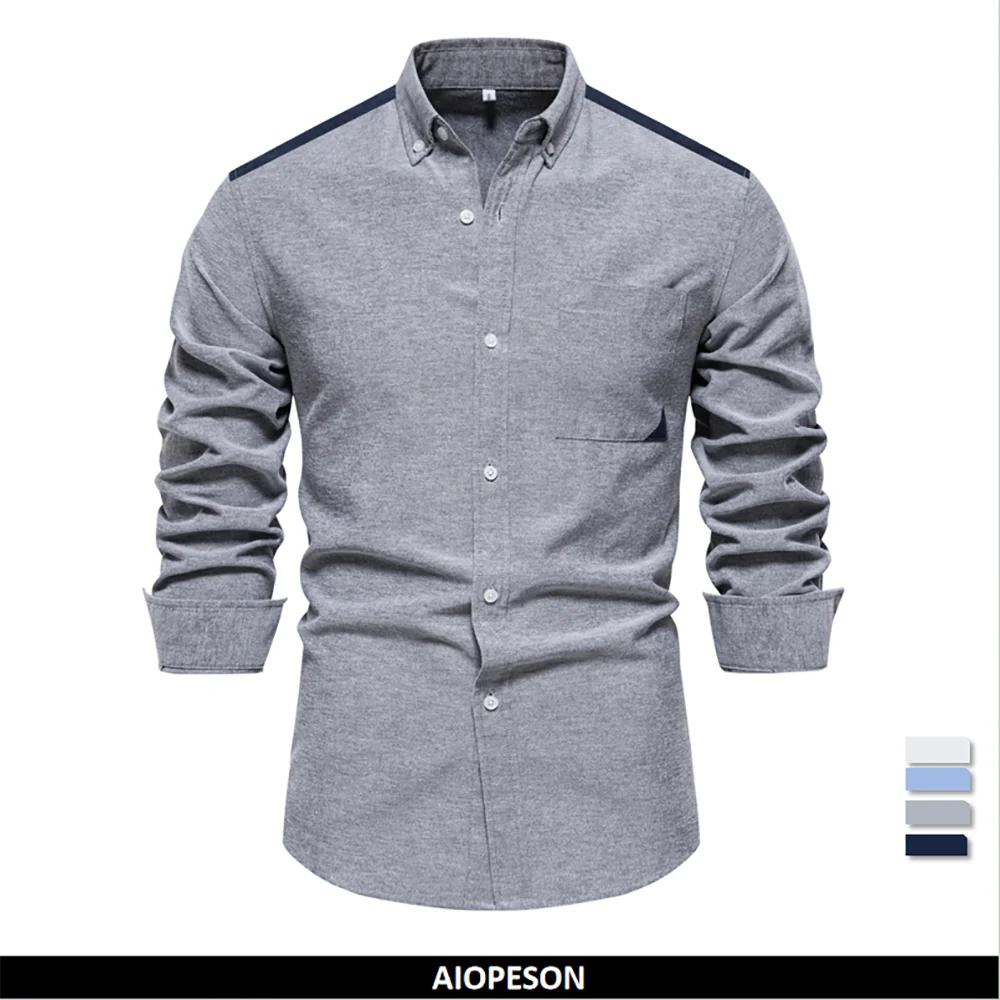 Herren Patchwork Hemd Aus Atmungsaktivem Oxford Stoff Für Den Langlebigen Look