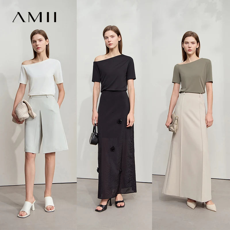 Damen T-Shirt im minimalistischen Stil mit klassischer Slim Fit Passform