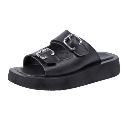 2025 frauen Hausschuhe Sommer Echtes Leder Rutschen Frauen Fashion Square taste Flache Sandalen Damen Outdoor Casual Flip-Flops