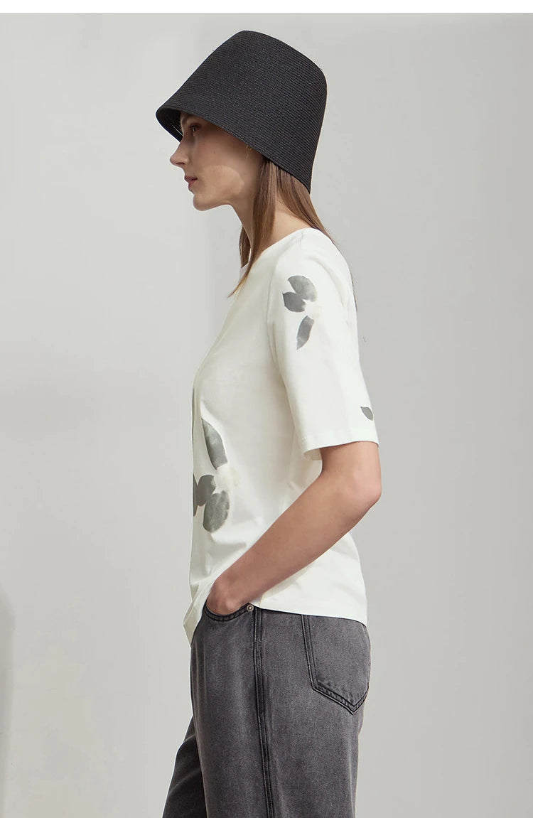 Damen T-Shirt im lässigen Stil mit floralem Print und Rundhalsausschnitt