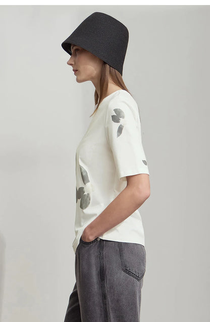 Damen T-Shirt im lässigen Stil mit floralem Print und Rundhalsausschnitt