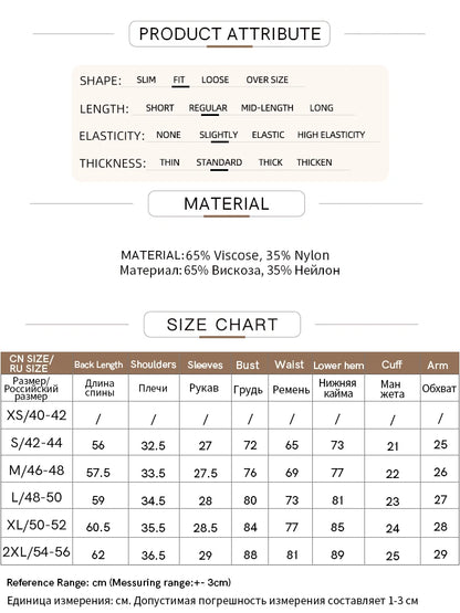 AMII Produkt-Infografik mit Material- und Größenangaben (Size Chart).