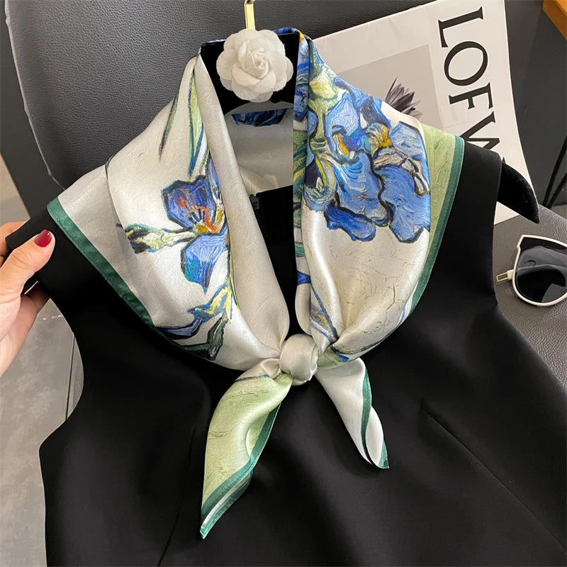 Damen Seidenschal quadratisch Halstuch Bandana Hijab Pashmina Stirnband C