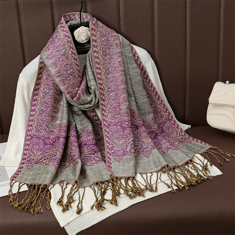 Damen Winterschal Kaschmir Pashmina Luxus Druck warm Stolen Foulard Baumwolle