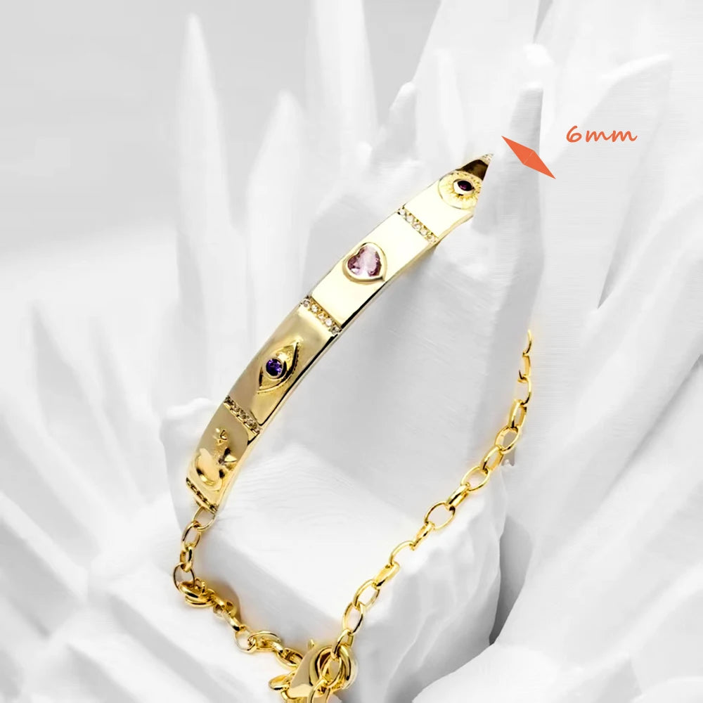 Damen-Armband kosmischer Talisman vergoldet Vintage aus Sterlingsilber
