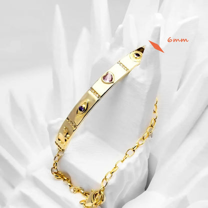 Damen-Armband kosmischer Talisman vergoldet Vintage aus Sterlingsilber
