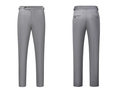 Herren-Sommerhose aus 100% Baumwolle – Dünne, knöchellange Anzughose in Slim-Fit für smarte Casual-Looks in Khaki, Grau oder Schwarz