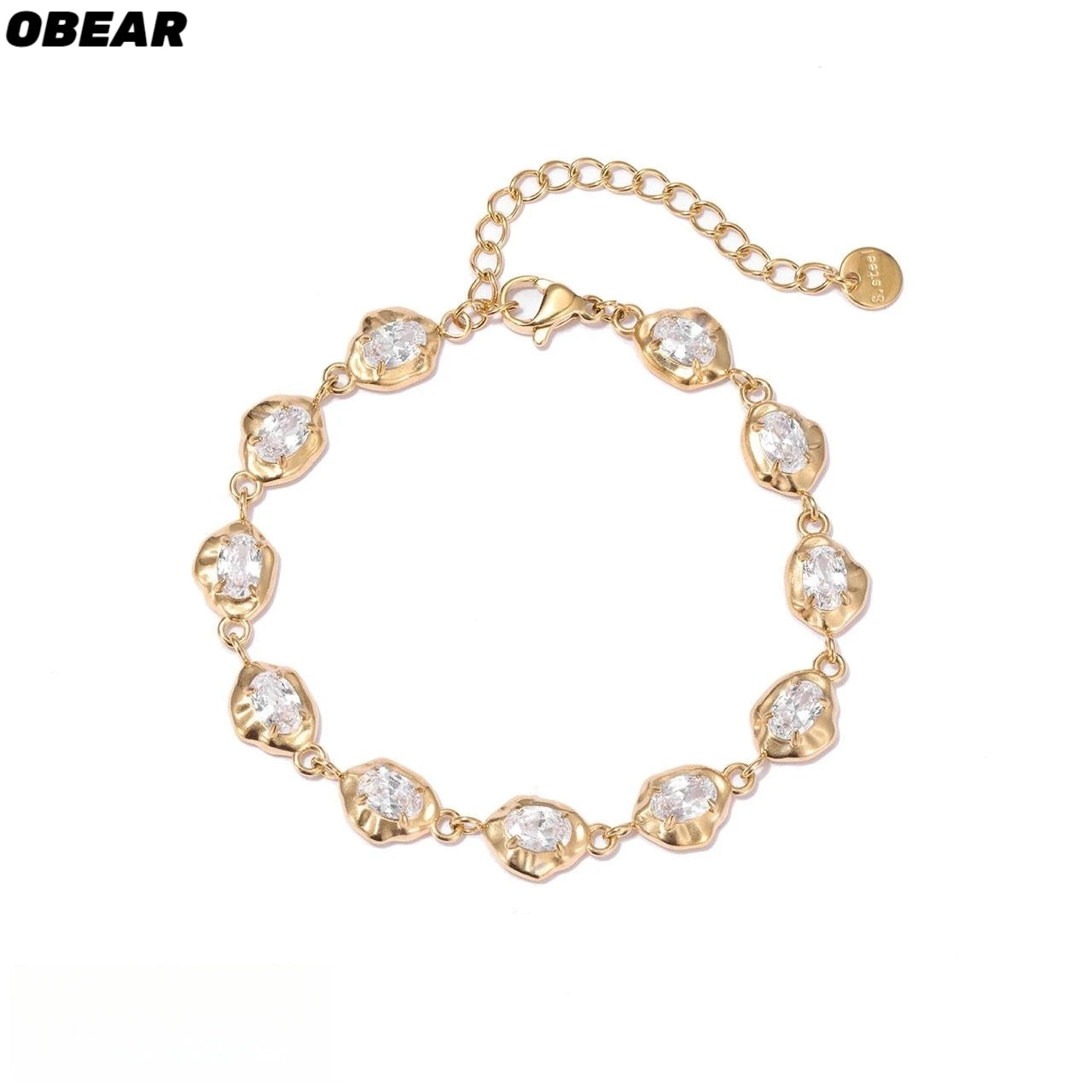 Damen-Gliederarmband mit Zirkonia aus Edelstahl