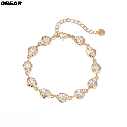 Damen-Gliederarmband mit Zirkonia aus Edelstahl
