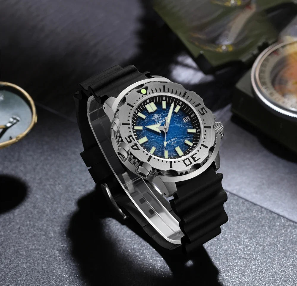 Herren-Taucheruhr mit Surf-Blue-Zifferblatt und NH35-Automatikwerk