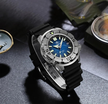 Herren-Taucheruhr mit Surf-Blue-Zifferblatt und NH35-Automatikwerk