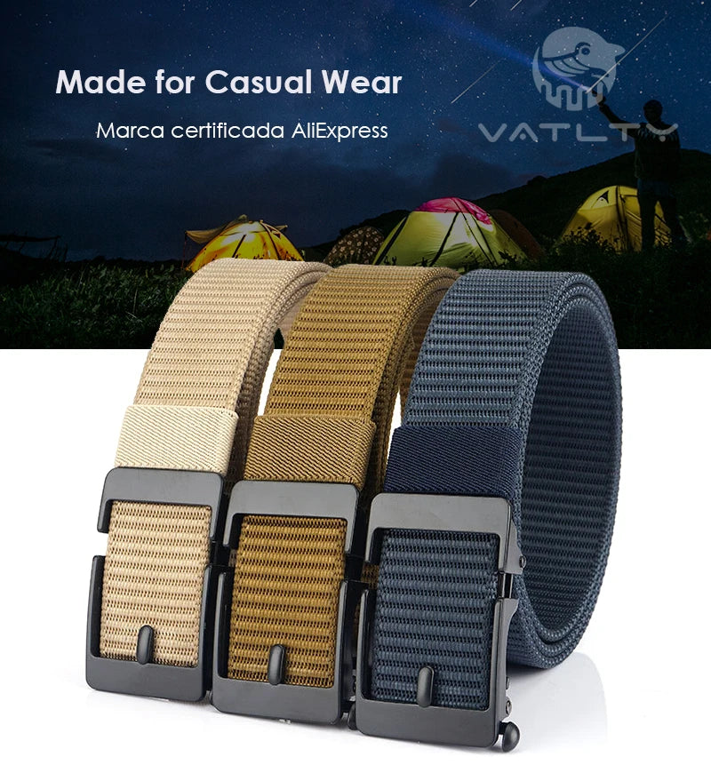 Herren-Gürtel aus Nylon 3,4 cm Breite mit Automatikverschluss für Outdoor-Wandern