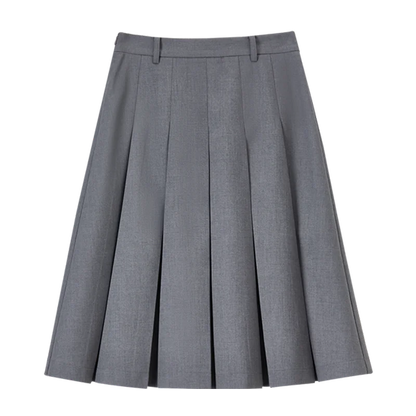 Damen Faltenrock in Grau für Frühling und Sommer mit mittellangem Schlitz