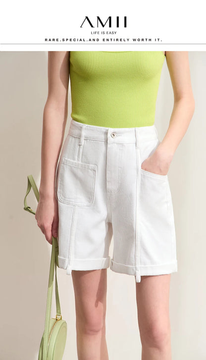 Minimalismus Baumwoll Jeans – Vintage Retro Fashion Shorts für Frauen