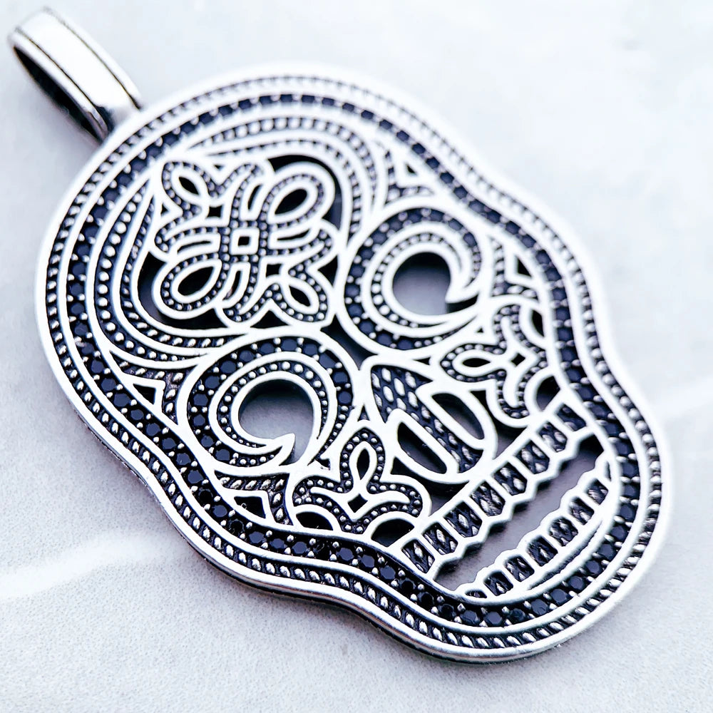 Damen-Charm-Anhänger Schädel Maske Rebel Street aus Sterlingsilber