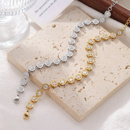 Damen-Charm-Armband mit Zirkonia-Kette aus Edelstahl