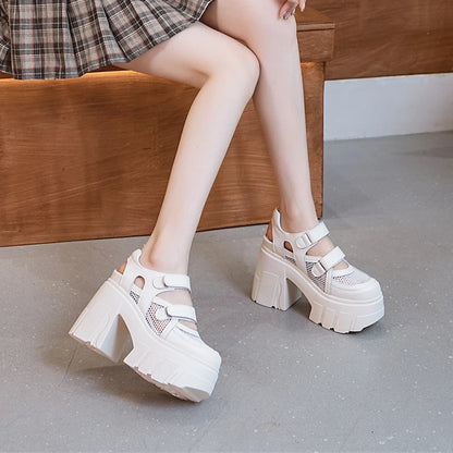 AIYUQI frauen Sandalen Aus Echtem Leder 2025 Neue 11 cm Ferse Hohe Mesh Frauen Sandalen Plattform High Heel Sandalen Frauen