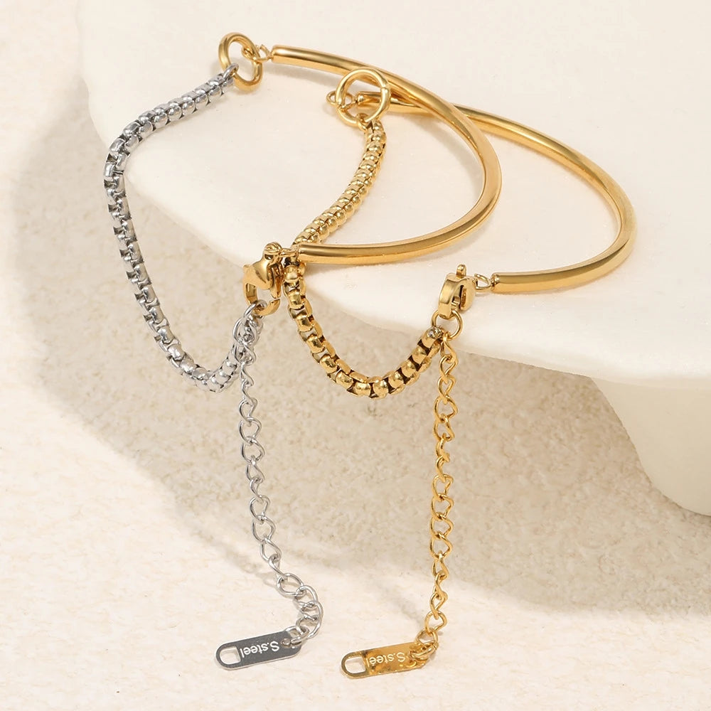 Damen-Armband mit Kastenkette und Stabglieder aus Edelstahl