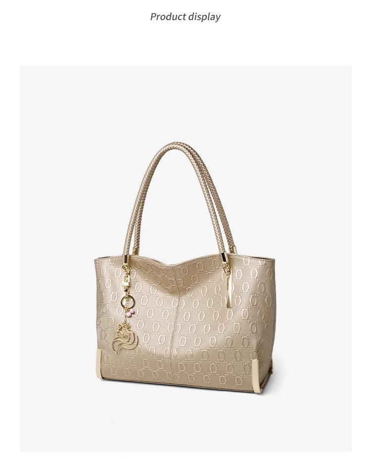 Damen Handtasche aus Split-Leder mit großer Kapazität