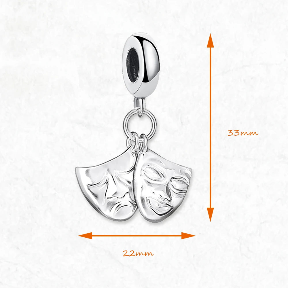 Damen-Charm-Anhänger Theatermasken Vintage II aus Sterlingsilber