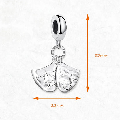 Damen-Charm-Anhänger Theatermasken Vintage II aus Sterlingsilber