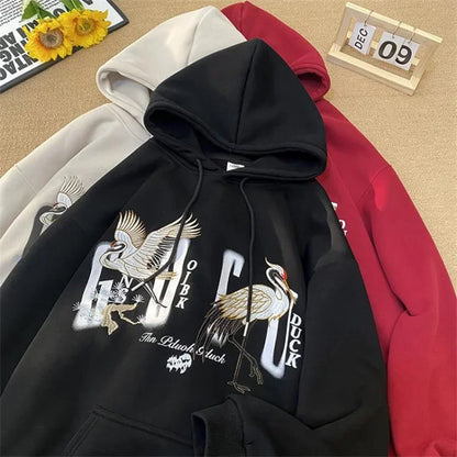 Herren Kapuzenpullover im chinesischen Stil mit Druck und Taschen