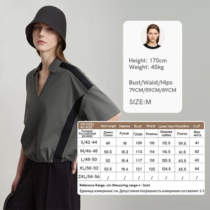 Damen T-Shirts im minimalistischen Stil mit neuem V-Ausschnitt und kurzen Ärmel