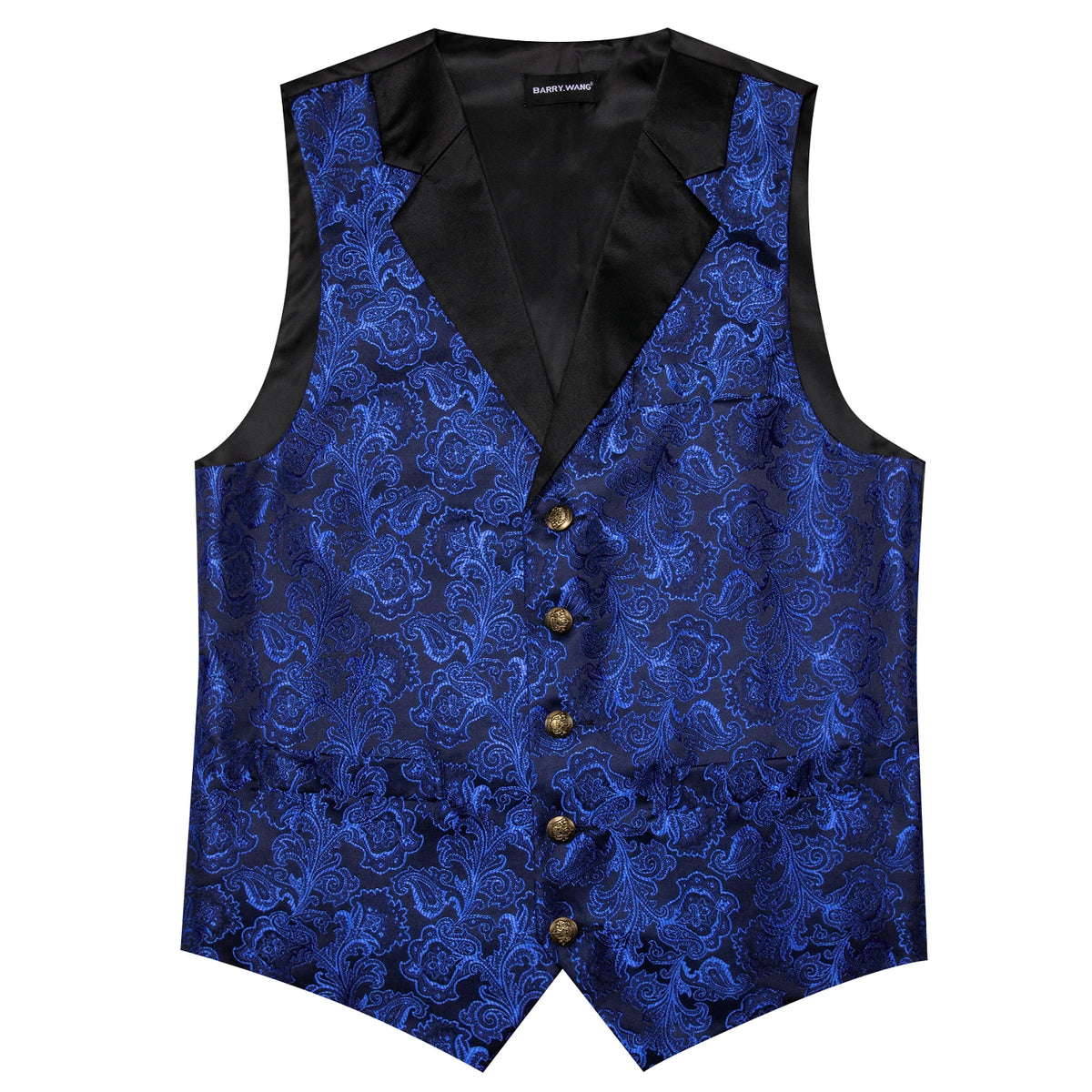 Barry Wan elegante Herrenweste mit Paisley-Jacquard, blau-schwarz, mit Knopfleiste
