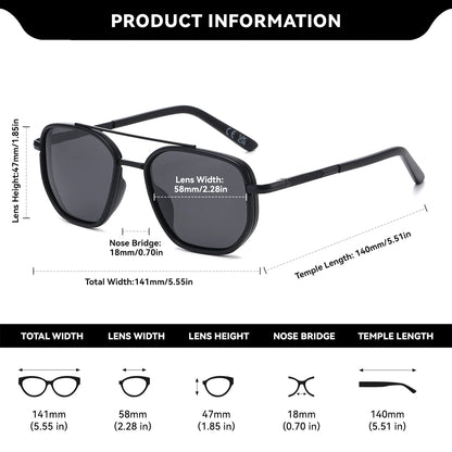 Damen-Sonnenbrille oval Retro Doppelstrahl Edelstahl polarisiert