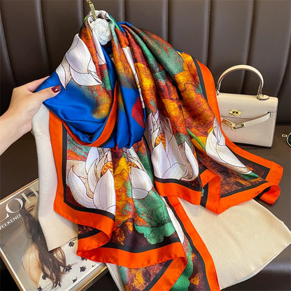 Damen Seidenschal groß 180x90cm Sommer Strand Foulard Bandana weich
