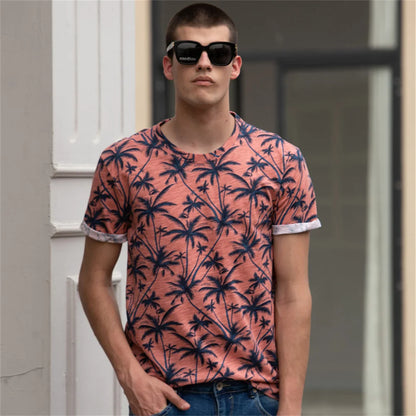 AIOPESON Hawaii Stil T-shirts Männer Oansatz Casual Hohe Qualität Strand Herren T Shirt Neue Sommer 100% Baumwolle Gedruckt Top Tees männer