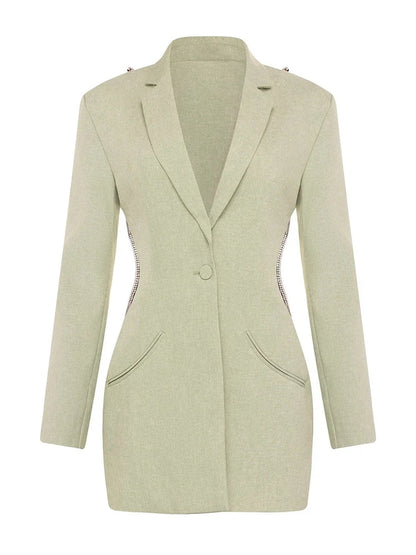 Elegantes Midi-Kleid mit Pailletten und Patchwork, schulterfrei und langärmelig – figurbetontes Design für Damen.