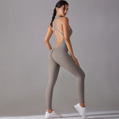Damen-Bodysuit mit Push-up, hellgrau, Racerback-Design und gekreuzte Träger auf dem Rücken