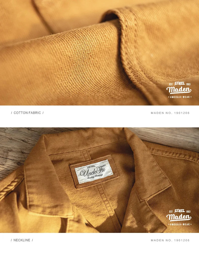 Herren Jacke Ingwerfarben Arbeitskleidungsjacke mit mehreren Taschen lässige Jagdjacke