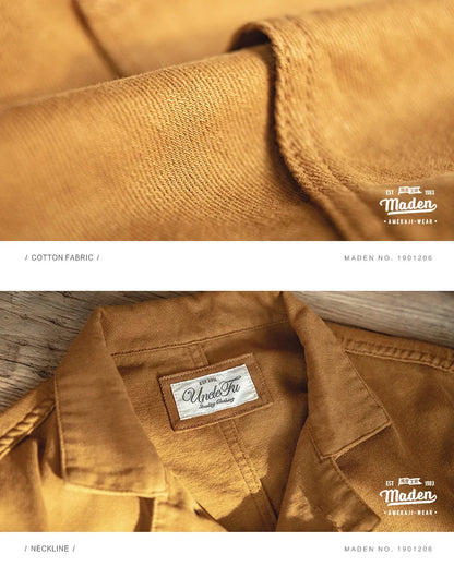 Herren Jacke Ingwerfarben Arbeitskleidungsjacke mit mehreren Taschen lässige Jagdjacke