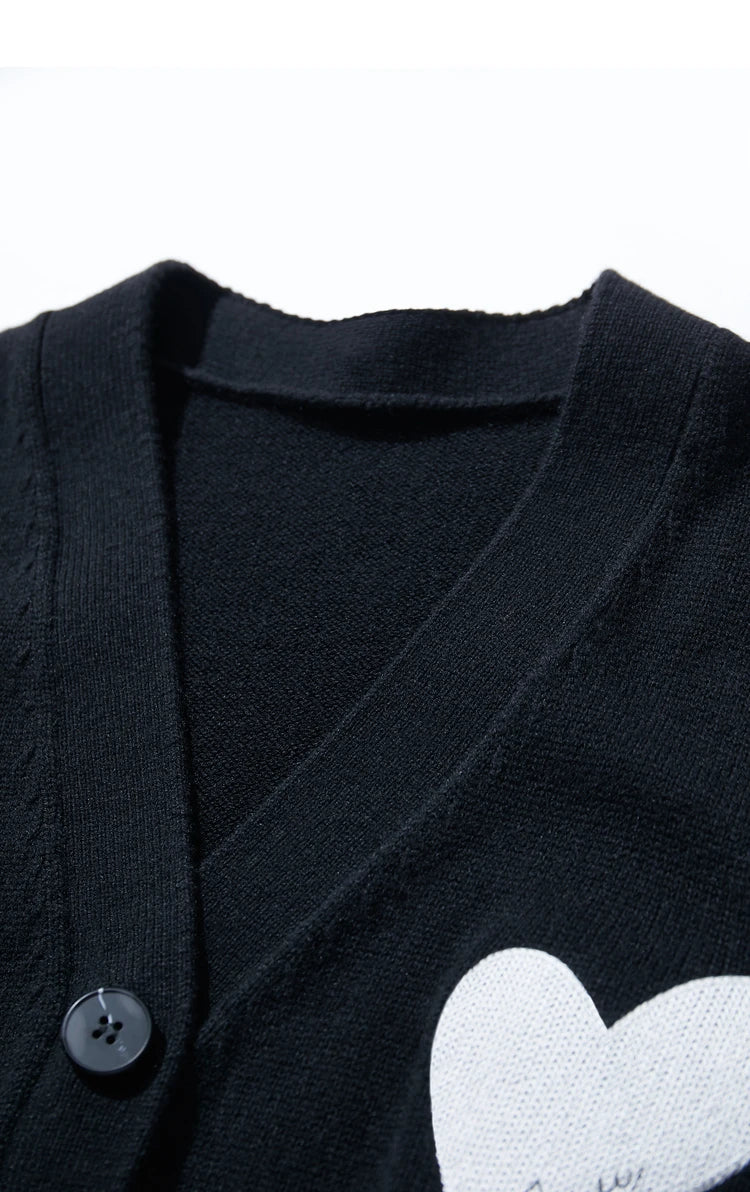 Damen-Strickjacke V-Ausschnitt Wollstickerei locker romantisch Winter