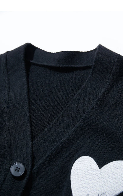 Damen-Strickjacke V-Ausschnitt Wollstickerei locker romantisch Winter