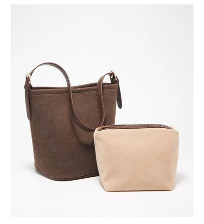 Damen Umhängetasche aus Wildleder 2-in-1 im Retro Stil Crossbody