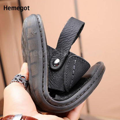 Men's Black Brown Sandals Roman Sandals New Summer Leather Non-Slip Soft Bottom Slippers Men's Casual Sandals Beach Shoes