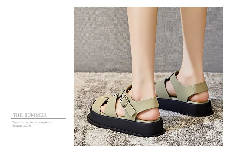 AIYUQI Women's Sandals Closed toe 2025 Summer New Women Roman Sandals Leisure Thick Soled Fashion Woven Women's Shoes Sandals