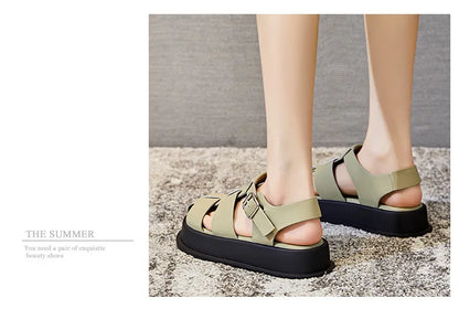 AIYUQI Women's Sandals Closed toe 2025 Summer New Women Roman Sandals Leisure Thick Soled Fashion Woven Women's Shoes Sandals