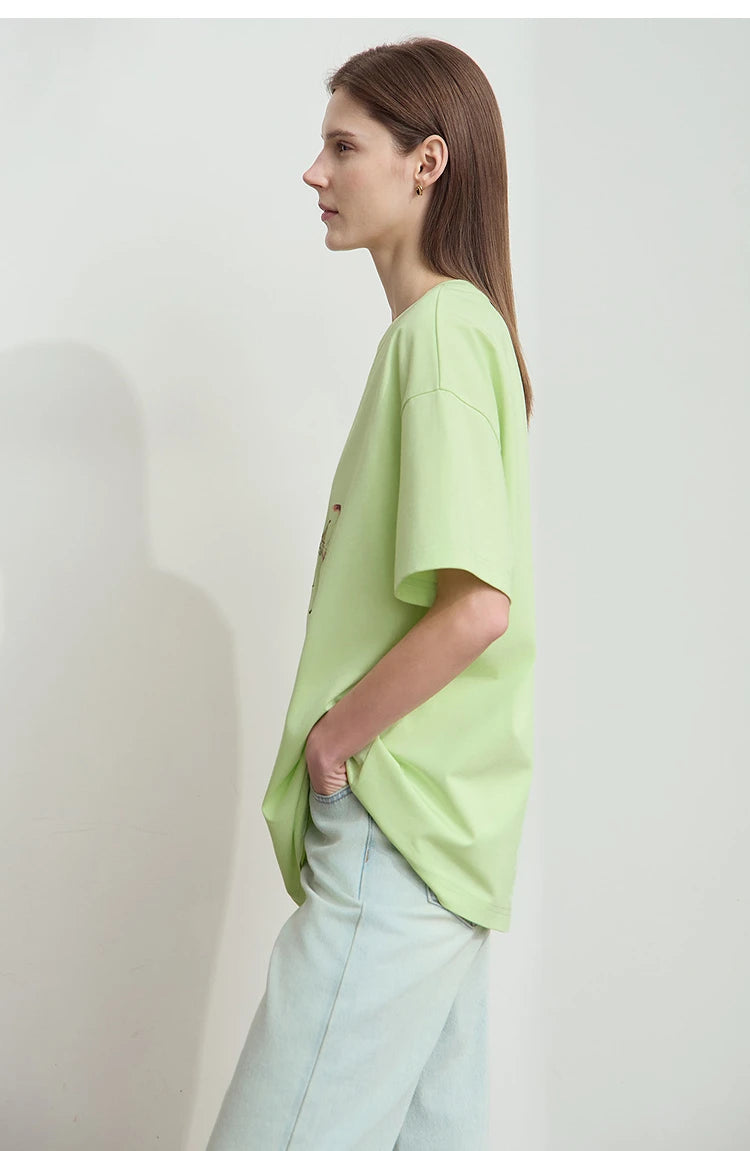 Damen T-Shirt im lässigen Stil mit Rundhalsausschnitt und kurzem Arm