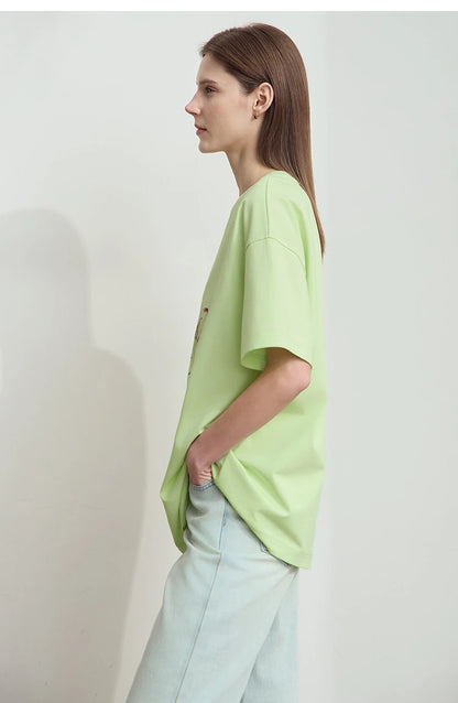 Damen T-Shirt im lässigen Stil mit Rundhalsausschnitt und kurzem Arm