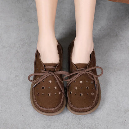 AIYUQI 2025, neue flache Damensandalen, rutschfeste Schnür-Loafer mit weichen Sohlen für Damen, Sommer-Strandschuhe mit großem Loch für Damen