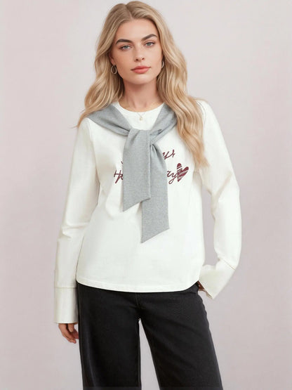 Vielseitiges Damen-T-Shirt mit V-Ausschnitt und langen Ärmeln – lässig und figurbetont für den Frühling