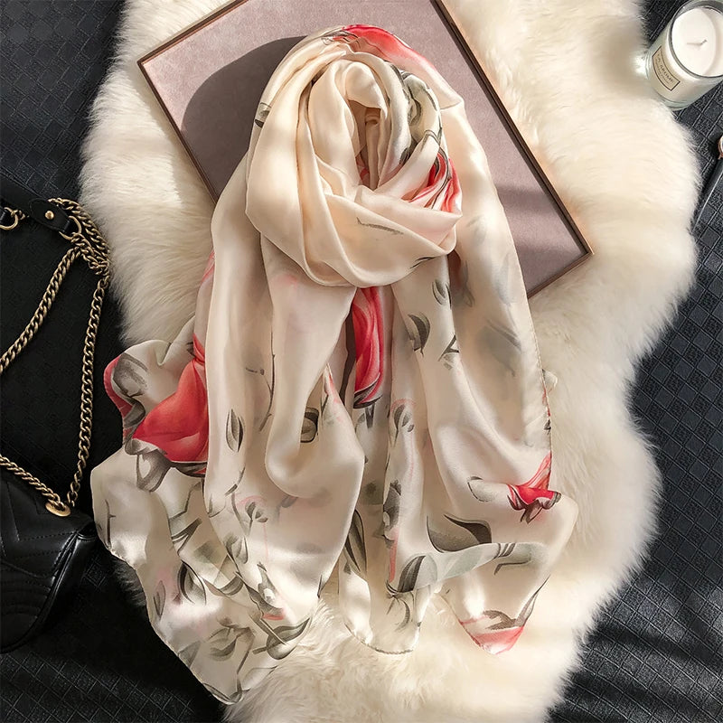 Damen Seidenschal groß 180x90cm Sommer Strand Foulard Bandana weich