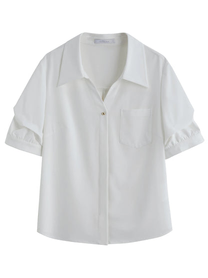 Elegantes Damen-Spitzenshirt in Plus-Size mit kurzen Ärmeln und Hohldesign – ideal für den Sommer.