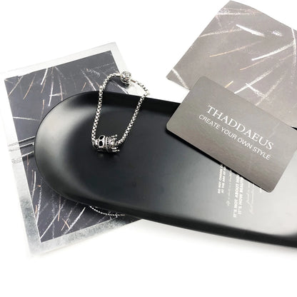 Damen-Armband Perlen Totenkopf König Karma aus Sterlingsilber