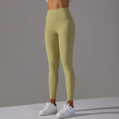 Nahtlose Yogahose Damen, hoch tailliert, lindgrün, eng anliegend
